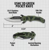UC3622OD - Couteau UNITED CUTLERY USMC OD Desert OPS