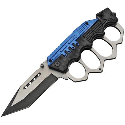 300459BL - Couteau Poing Américain Combat Trench Linerlock Blue