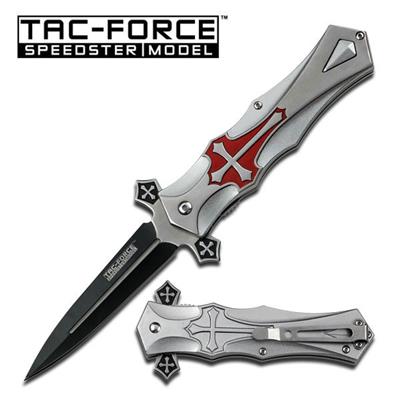 TF817RD - Couteau TAC FORCE Celtic Cross Linerlock Red