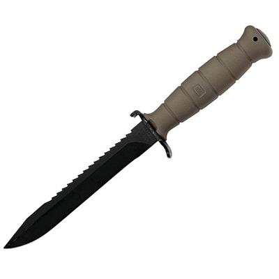 479 - Poignard de combat GLOCK Kaki 16,5 cm avec Scie et Etui
