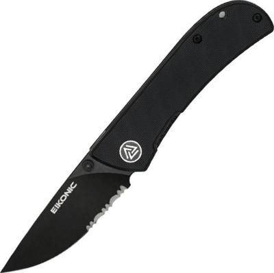 EIK.220BBS - Couteau EIKONIC Fairwind G10 Noir Semi Dentée