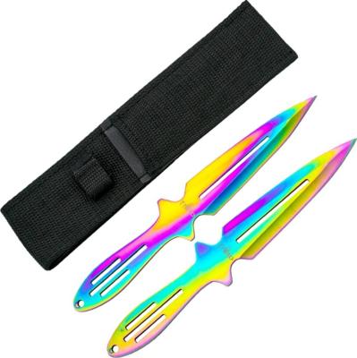 TH.H7005 - Jeu de 2 Couteaux à Lancer THIRD Arc en Ciel 11 cm Inox avec Etui