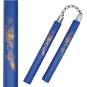 802BL - Nunchaku Manche mousse bleu  chaine