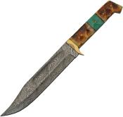 DM1256 - Couteau Fixe DAMASCUS Burnt Bone Bowie