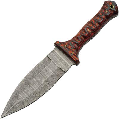 DAM02 - Dague DAMASCUS Fixed Blade Red