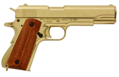 P5312 - Pistolet DENIX Colt Auto 45 Doré M1911A1 USA