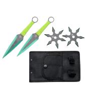THROWSET2 - Set de 2 Couteaux  Lancer et 2 Shuriken Green