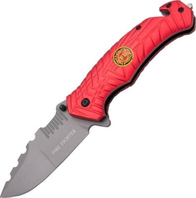 TH.K1939RD - Couteau THIRD Fire Fighter Aluminium Rouge Inox