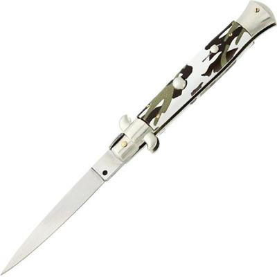 1223 - Couteau Automatique Camouflage 12 cm avec Cran de Sûreté