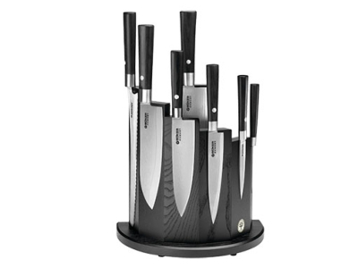 130425SET - Set de 7 Couteaux BOKER CUISINE Damas Black et 1 Bloc