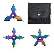 STARSPP3 - Set de 3 Etoiles à Lancer Rainbow avec Etui 