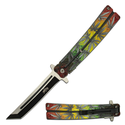 MUA123A - Couteau Master USA Linerlock A/O Rainbow Leaf