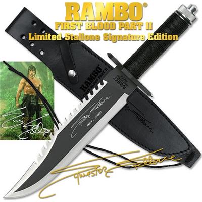 RB9295 - Poignard RAMBO II Sylvester Stallone Signature Licence Officielle