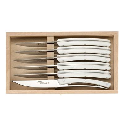 3241 - COFFRET 6 COUTEAUX LE THIERS STEAK DOZORME KRION BLANC