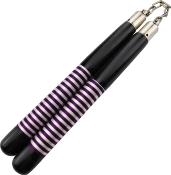 NS6 - Nunchaku Bois Noir Violet et Blanc