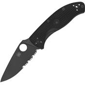 C122PSBBK - Couteau SPYDERCO Tenacious Black Semi dentée