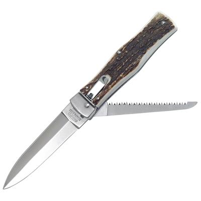 M241NP2 - Couteau Automatique MIKOV Predator Bois de Cerf 2 Pièces