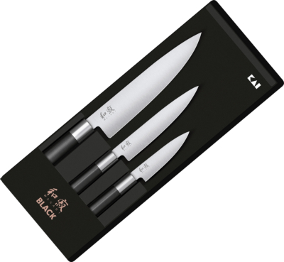 67S300 - Set de 3 Couteaux de cuisine Japonais KAI Wasabi Black