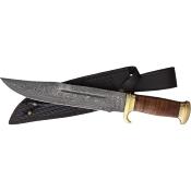 MR586 - Couteau MARBLES Damascus Bowie Stacked Leather