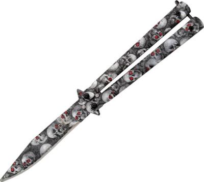 TH.K0825 - Couteau Papillon THIRD Tête de Mort Inox