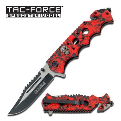 TF809RD - Couteau TAC-FORCE Skull Red Linerlock A/O