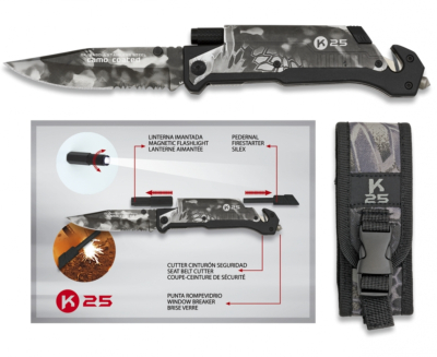 18490A - Coffret K25 Couteau Rescue avec Etui Torche et Silex Aimantés