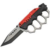 300459RD - Couteau Poing Américain Combat Trench Linerlock Red