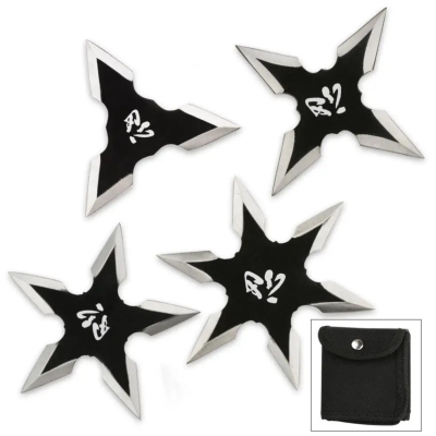 THKFES4 - Lot de 4 étoiles à lancer Shuriken Kung fu Ninja 