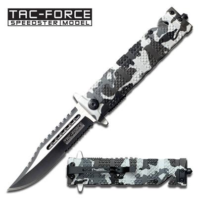 TF710DW - Couteau TAC FORCE Knurled Rescue Linerlock A/O Snow Camo