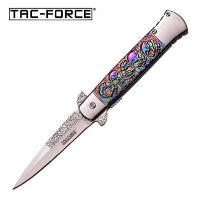 TF865RB - Couteau TAC FORCE Skull Rainbow Titanium