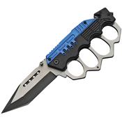 300459BL - Couteau Poing Américain Combat Trench Linerlock Blue