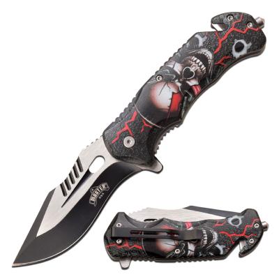 MUA116G - Couteau MASTER USA Linerlock A/O Skull Noir/Rouge