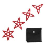 SETSTAR1 - Ensemble de 4 Etoiles � lancer Rouge avec Etui