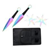 THROWSET3 - Set de 2 Couteaux  Lancer et 2 Shuriken Rainbow