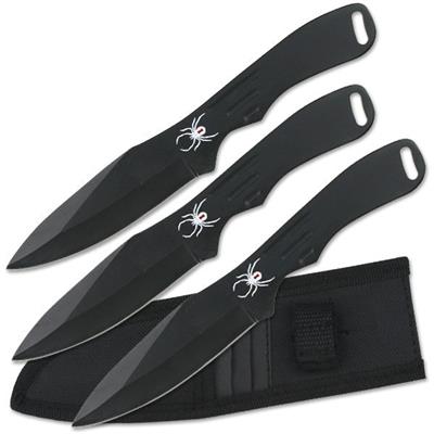 1793B - Set de 3 Couteaux à Lancer PERFECT POINT Spider Black