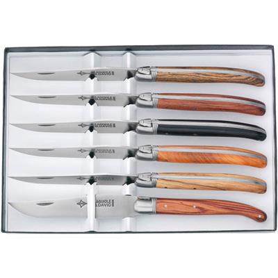1899 - Coffret de 6 couteaux Laguiole table bois assortis G DAVID