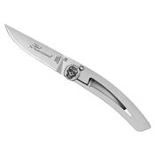 4919TM - Couteau Le Thiers DOZORME Linerlock 10,5 cm tout Inox tte de mort