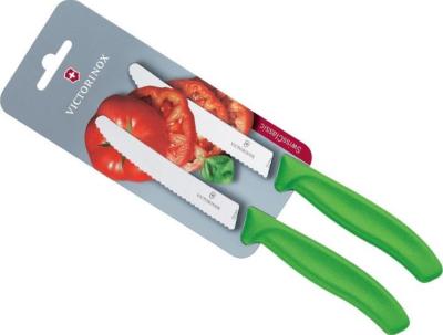 6.7836.L114B - Carte 2 Couteaux Tomate VICTORINOX Swissclassic 11cm Vert 