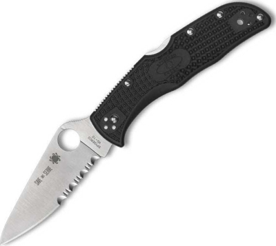 C243FPSBKRD - Couteau SPYDERCO Endela Lightweight Thin Red Line Noir