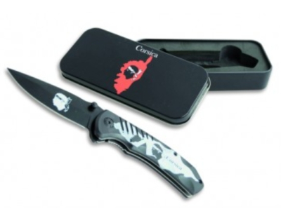 F040 - Couteau Corse avec Coffret Noir et Rouge