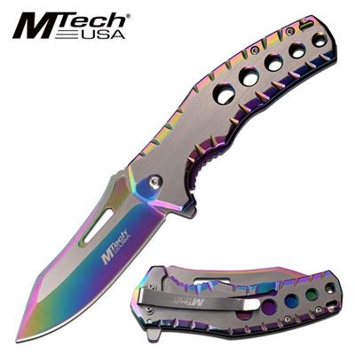 MTA1124RB - Couteau MTECH USA Spring Assisted Rainbow