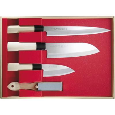 392900 - Coffret de 3 Couteaux Japonais + Pierre à Aiguiser