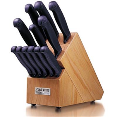 CS59KSET - Ensemble de 12 couteaux de cuisine avec bloc bois COLD STEEL
