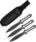 TH.H7114 - Jeu de 3 Couteaux  Lancer THIRD 10 cm Inox Noir avec Etui