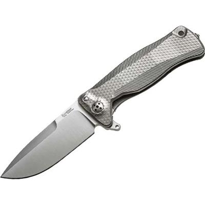 SR11G - Couteau LION STEEL SR11 Titanium gris avec Clip et Etui Cuir