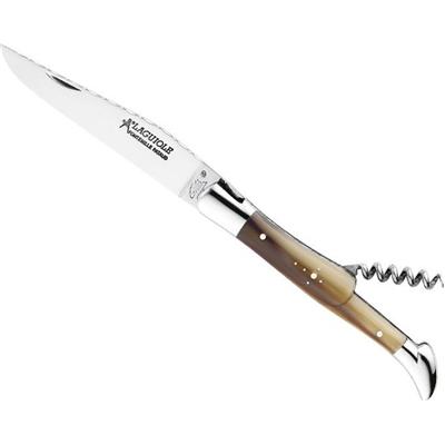 8682 - Laguiole Traditionnel GILLES Guilloché 2 pièces Pointe de Corne 12 cm Inox FONTENILLE PATAUD