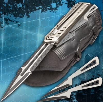 TETGHB1 - The Enforcer - Tactical Gauntlet with Hidden Blade and Throwing Knives