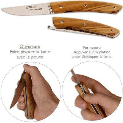 132705 - Couteau AU SABOT Le Thiers liner-lock Olivier 12 cm
