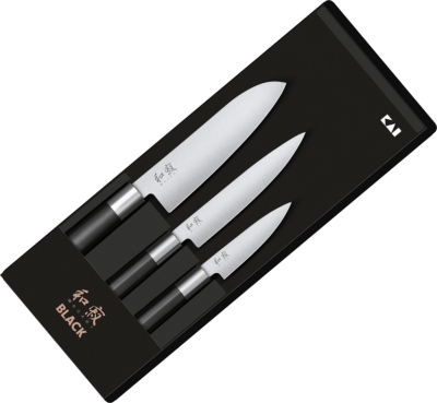 67S310 - Set de 3 Couteaux de cuisine Japonais KAI Wasabi Black