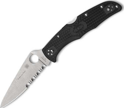 C10FPSBKBL - Couteau SPYDERCO Endura 4 Lightweight Thin Blue Line Noir